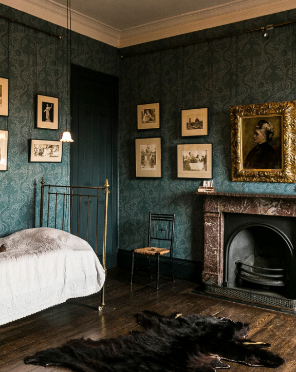 Leighton's bedroom with William Morris wallpaper