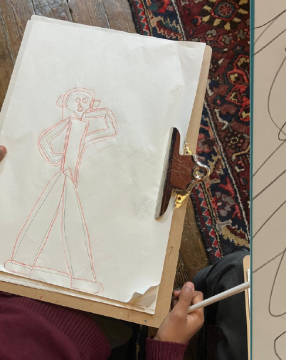 Children enjoying a life drawing session in Leighton's studio