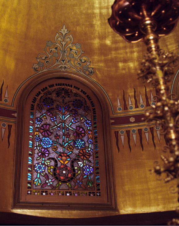 Ghost objects, a detail of the Arab Hall and a print by Adnan Samman 