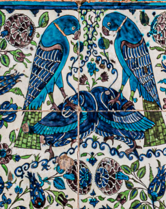 Close up of tiles with detail of a bird