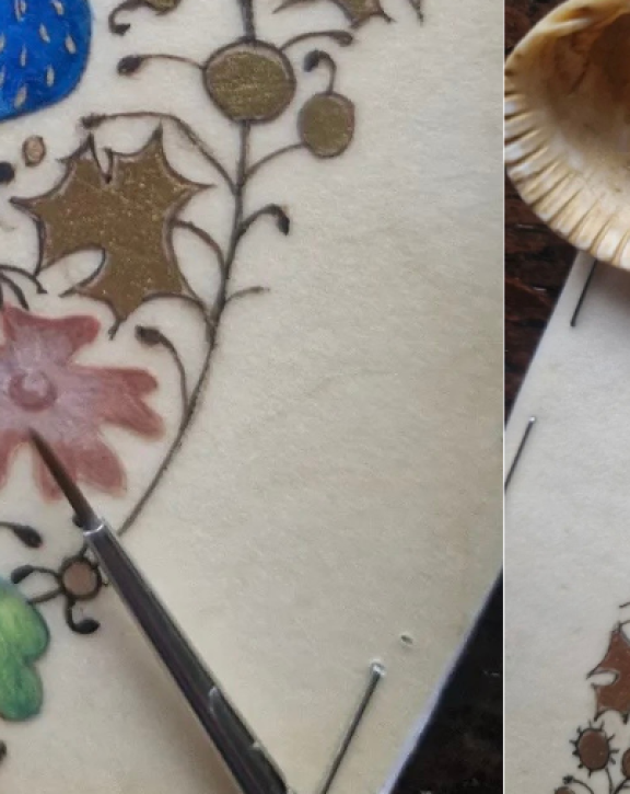 An image of an embroidered peacock_