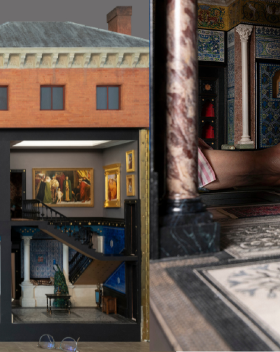 Detail of full view and one of the interiors of the Leighton House miniature model