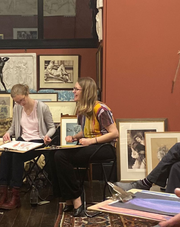 Life drawing in progress in Leighton's studio