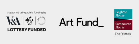 Logos for Arts Council England/V&A Purchase Grant Fund, Art Fund and The Friends of Leighton House
