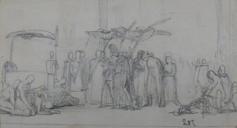 Lawrence Alma-Tadema, Sketch of Egyptian subject, c.1857-59. Pencil on white paper.