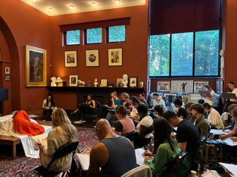 A life drawing session in Leighton's studio