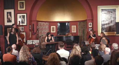 A concert of qanun and singers in the stage at Leighton House