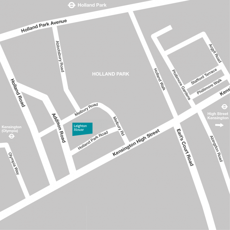 A map showing location for Leighton House