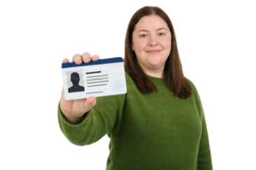 Person holding an identification card