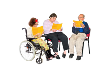 People reading together in a group