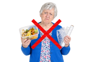 Food waste and plastic film should not be put in the recycling bin