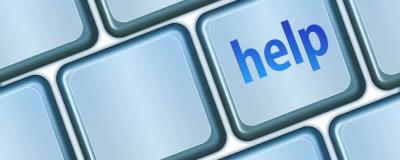 Computer keyboard showing a help key