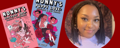 A headshot of Leah Osakwe and 2 of her books