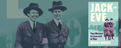 Two women, Vera Holme and Evelina Haverfield, smiling and walking together
