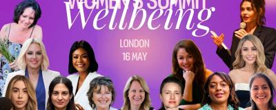 A picture of various women around the Women's Wellbeing Summit logo with the date