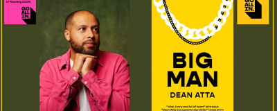 A picture of Dean Atta next to his book, Big Man