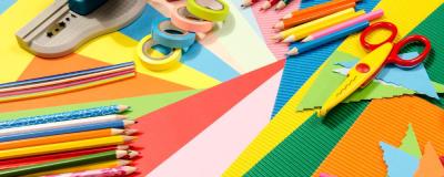 multi-colours with pencils and scissors 