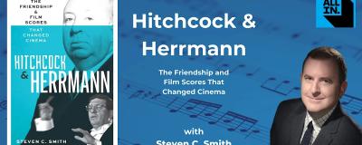 Edited and stylised photographs of Alfred Hitchcock and Bernard Herrmann