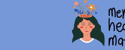 a drawing of a woman on a blue background with the words mental health matters