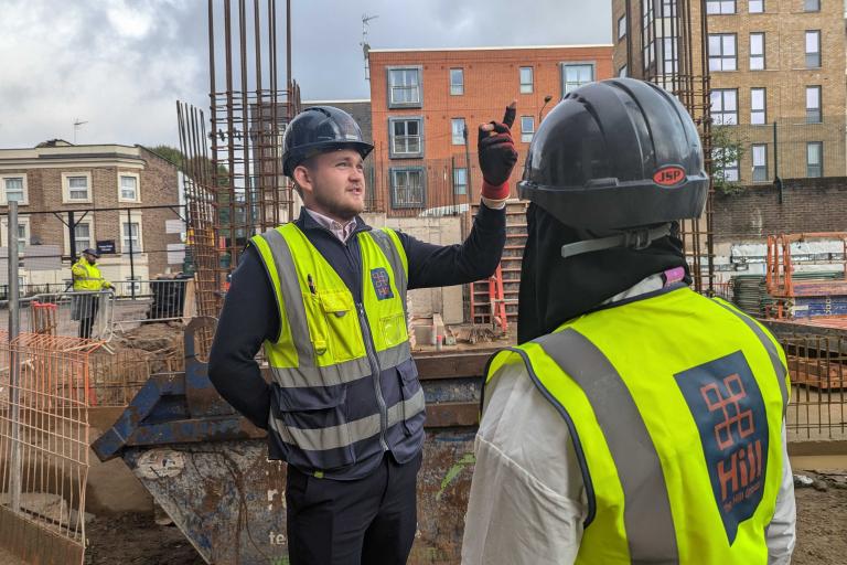 Apprentice site manager Oscar McGuinness at the Barlby Road new homes site