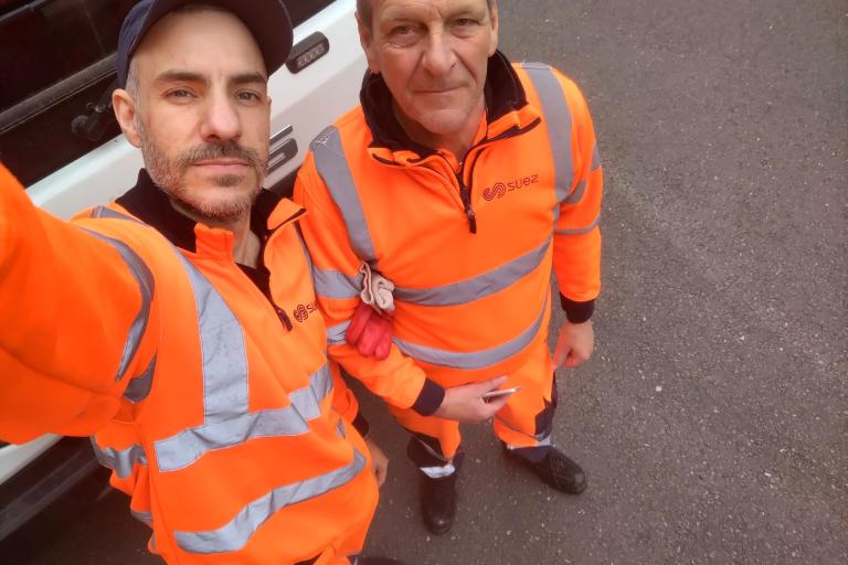 Refuse workers take a selfie