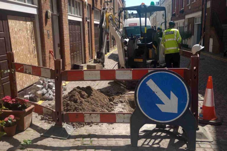 Works being carried out in Adam and Eve Mews