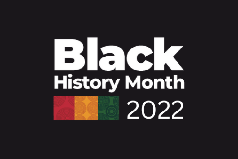 Black History Month 2022 in white font against a black background