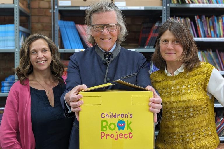 Cllr Emma Will, Cllr Kim Taylor-Smith and Liberty Venn at the Children's Book Project.