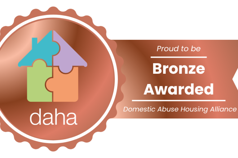 A rosette confirming the Council's status as bronze award for our work on domestic abuse