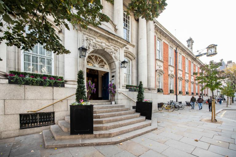 Showing the front view of Chelsea Old Town Hall