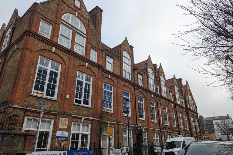 A view from the street of the front of Colville Primary School, a Victoria grade 2 listed building.