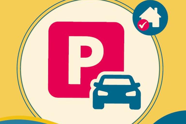 Illustration of parking sign and car