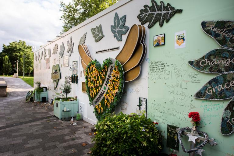 An image of the Grenfell Memorial Wall in North Kensington