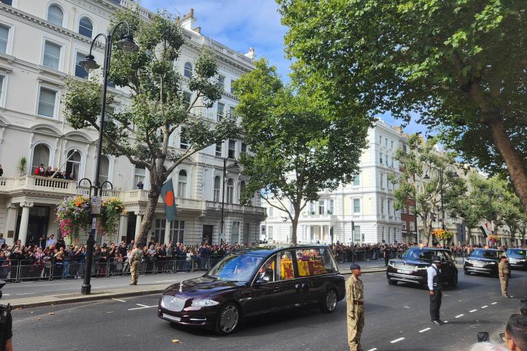 The funeral cortege of HRH Queen Elizabeth II passes through RBKC