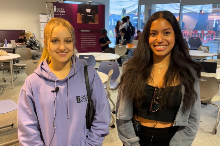 Two students at Chelsea Academy on results day