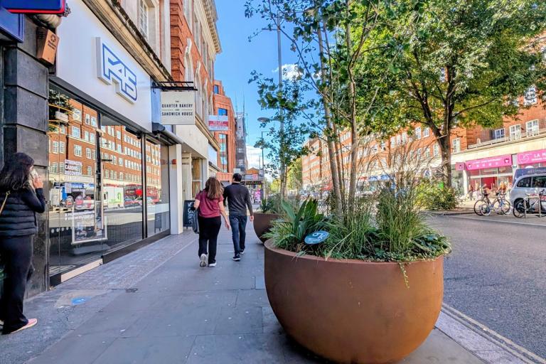 Planters on Kensington High Street which were funded by NCIL