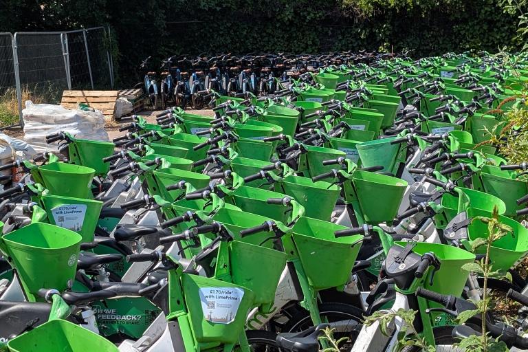 Seized ebikes in a compound 