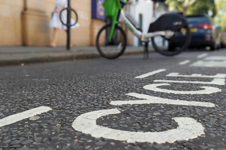 Painted parking bay for e-bike hires