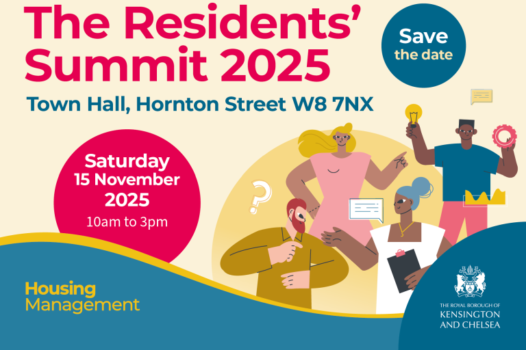 Invite to Residents' summit 2025 cartoon images of a group of people