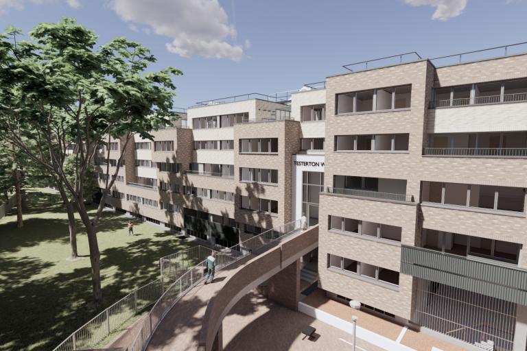 A CGI image of planned improvements to the Walkways at the Lancaster West Estate