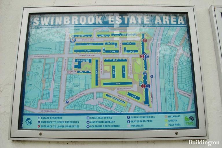 map of swinbrook estate in a notice board