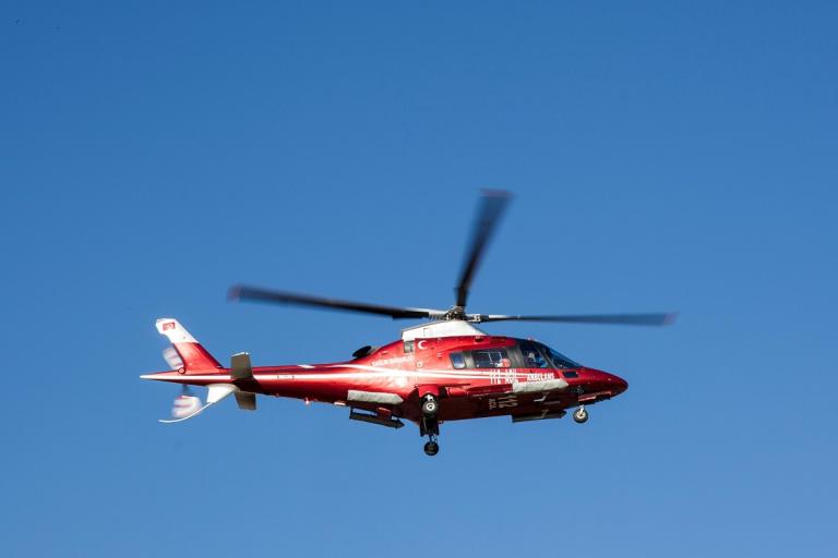 A helicopter in the sky