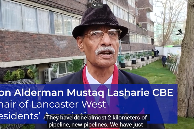 A screenshot from the video of the celebration event featuring a local resdient