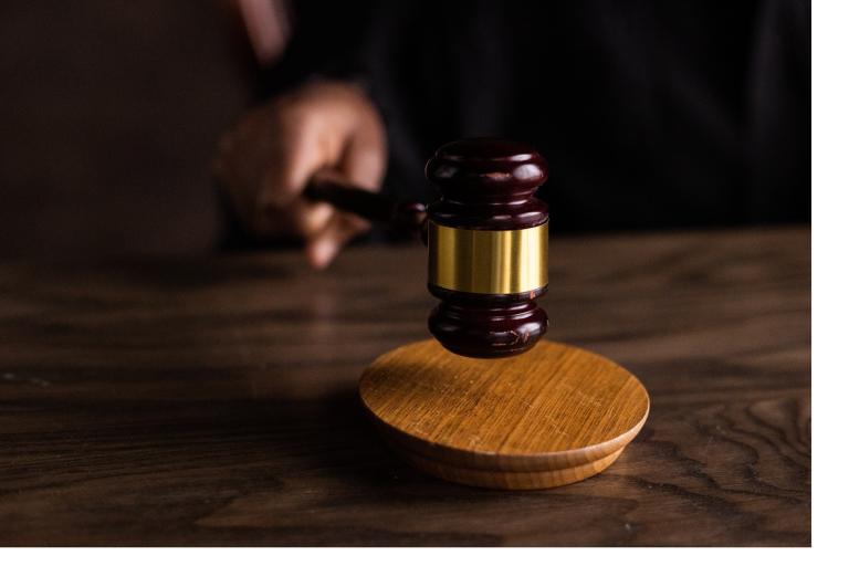 A judge banging a gavel