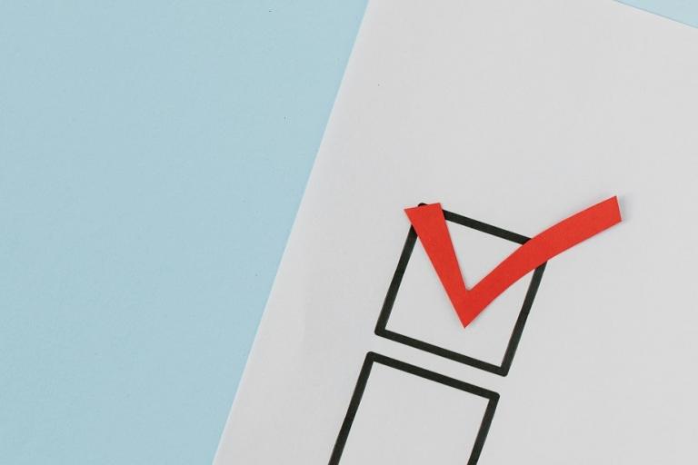 A checklist with one item ticked