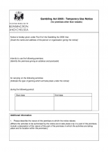 Gambling Act 2005 - Temporary Use Notice Application Form
