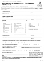 Application Form for Registration of Food Premises
