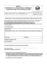 Declaration for a club premises certificate to be granted 