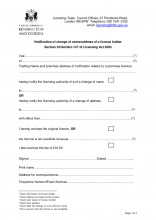 Notification of change of name or address of licensee