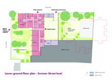 Lower ground floor plan from Exmoor Street level